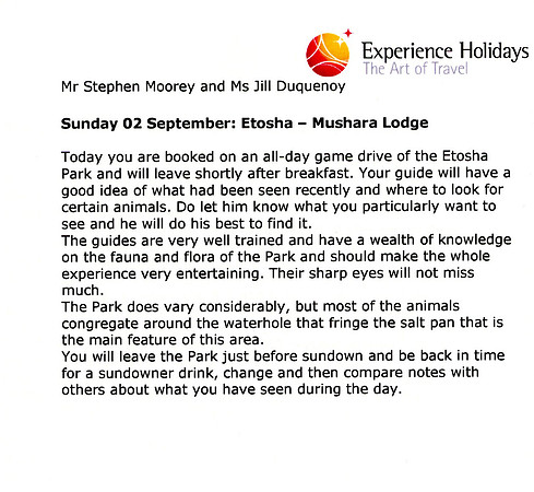 Etosha & Mushara Lodge Day 4 - 2/09/2007