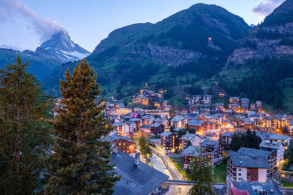 Zermatt at night from our hotel window.